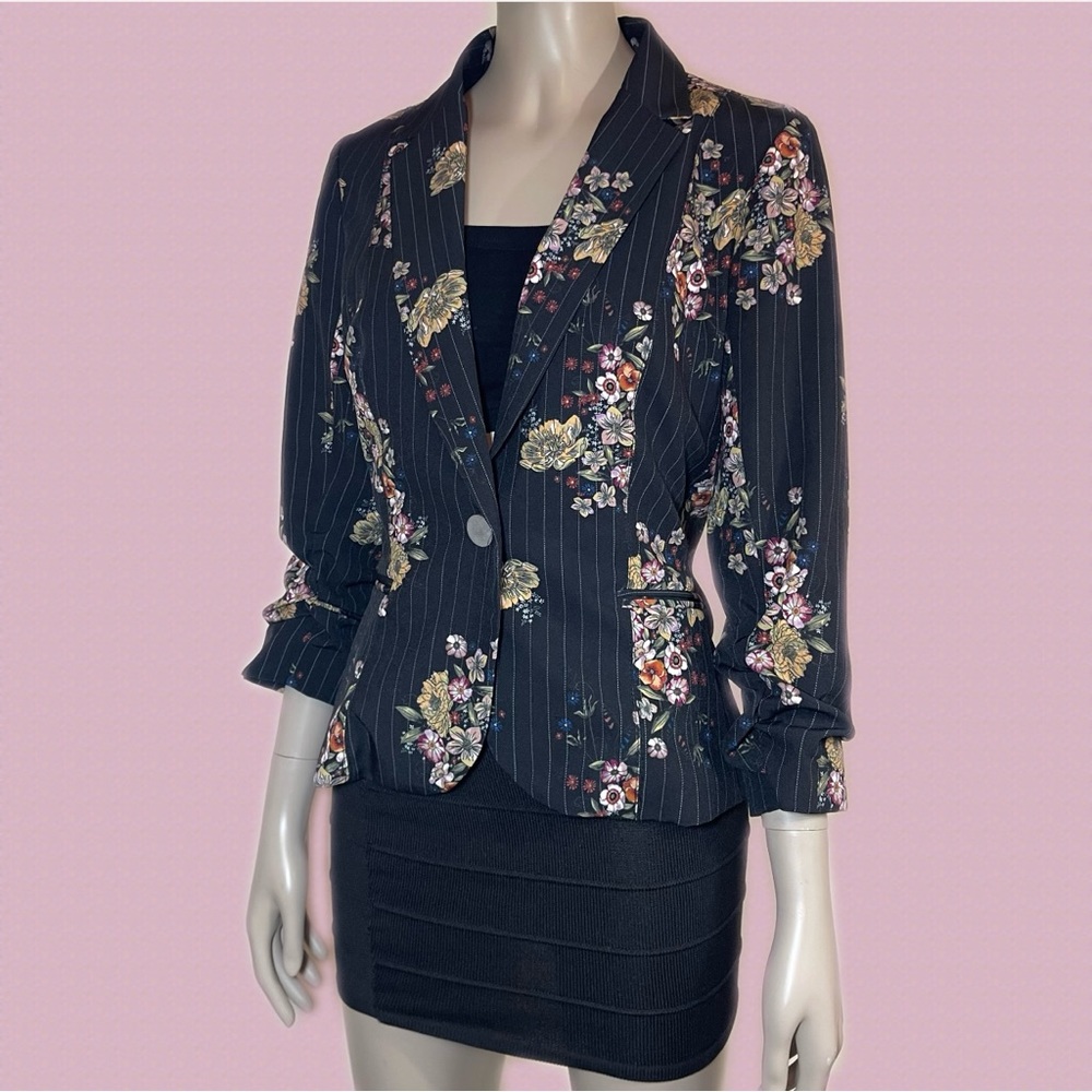 XOXO Floral Pinstripe Blazer